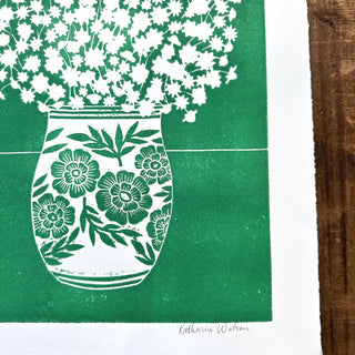 SECONDS : Hand Block Printed Vase Art Print - No. 5346