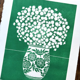 SECONDS : Hand Block Printed Vase Art Print - No. 5346