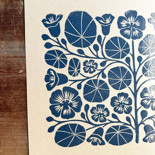 SECONDS : Hand Block Printed Nasturtium Art Print - No. 5355