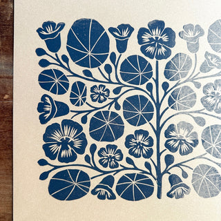 SECONDS : Hand Block Printed Nasturtium Art Print - No. 5355