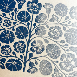 SECONDS : Hand Block Printed Nasturtium Art Print - No. 5355