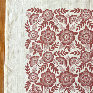 Red Clay Floral Tea Towel