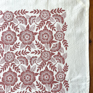 Red Clay Floral Tea Towel