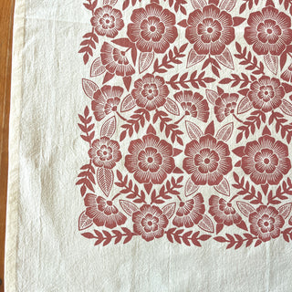 Red Clay Floral Tea Towel