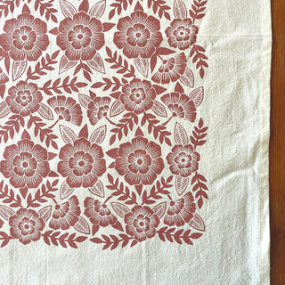 Red Clay Floral Tea Towel