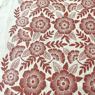Red Clay Floral Tea Towel