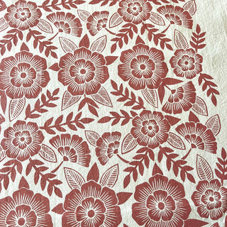 Red Clay Floral Tea Towel