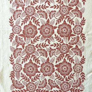 Red Clay Floral Tea Towel