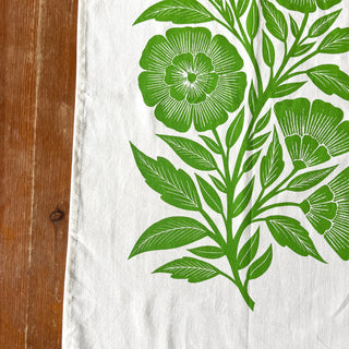 Green Floral Tea Towel