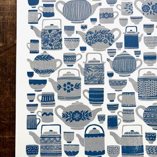 Tea Set Risograph Print