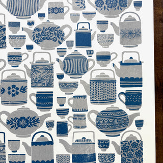 Tea Set Risograph Print