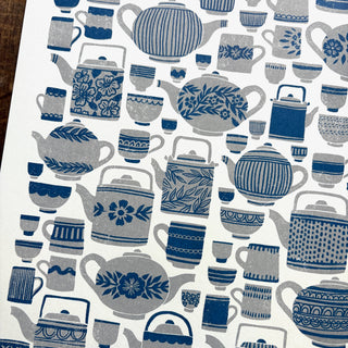 Tea Set Risograph Print