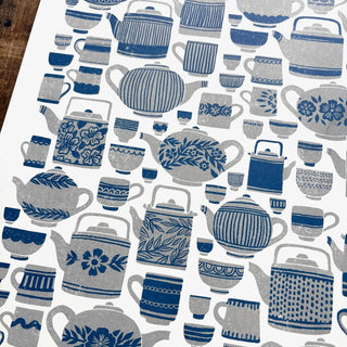Tea Set Risograph Print