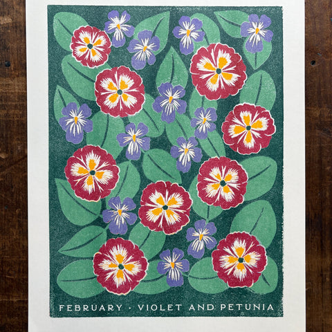 Birth Month Flowers Risograph Print: February