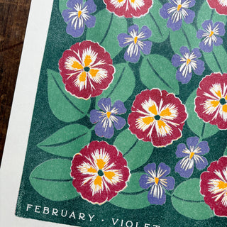 Birth Month Flowers Risograph Print: February