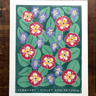 Birth Month Flowers Risograph Print: February