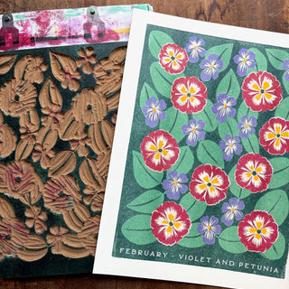 Birth Month Flowers Risograph Print: February