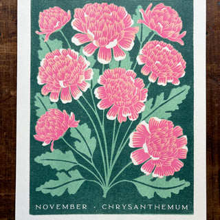 Birth Month Flowers Risograph Print: November