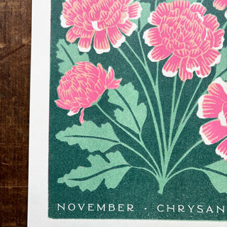 Birth Month Flowers Risograph Print: November