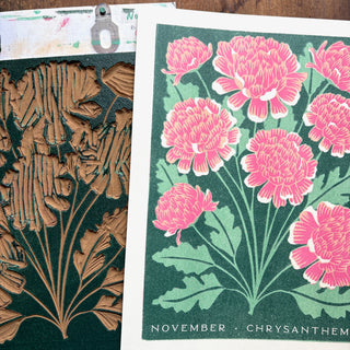 Birth Month Flowers Risograph Print: November