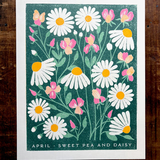 Birth Month Flowers Risograph Print: April
