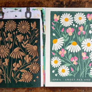 Birth Month Flowers Risograph Print: April