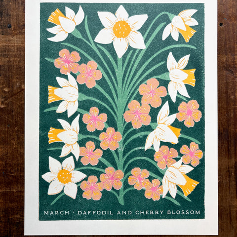 Birth Month Flowers Risograph Print: March