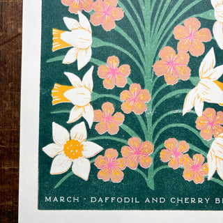 Birth Month Flowers Risograph Print: March
