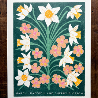 Birth Month Flowers Risograph Print: March