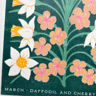 Birth Month Flowers Risograph Print: March