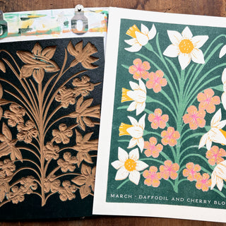 Birth Month Flowers Risograph Print: March
