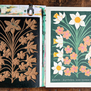 Birth Month Flowers Risograph Print: March