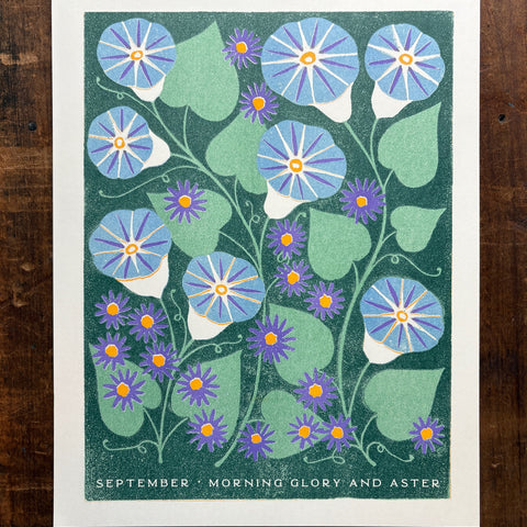 Birth Month Flowers Risograph Print: September