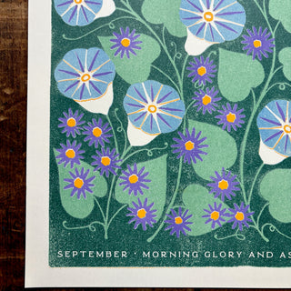 Birth Month Flowers Risograph Print: September