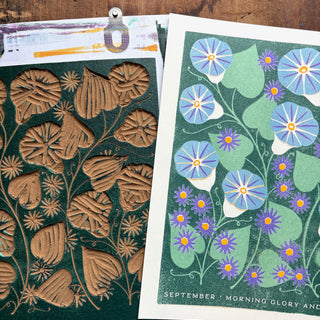 Birth Month Flowers Risograph Print: September