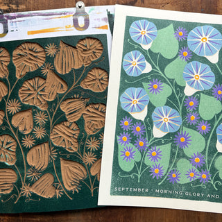 Birth Month Flowers Risograph Print: September