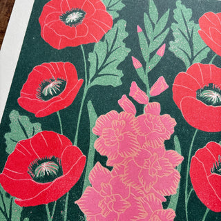 Birth Month Flowers Risograph Print: August