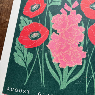 Birth Month Flowers Risograph Print: August
