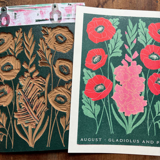 Birth Month Flowers Risograph Print: August