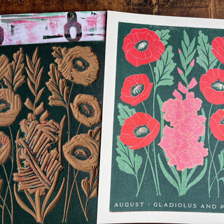 Birth Month Flowers Risograph Print: August