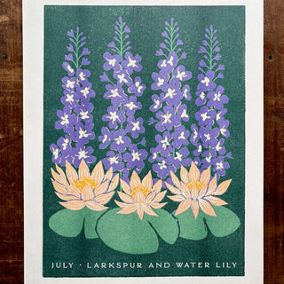 Birth Month Flowers Risograph Print: July
