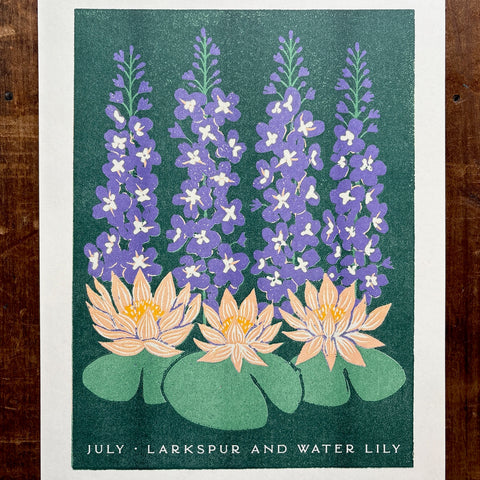 Birth Month Flowers Risograph Print: July