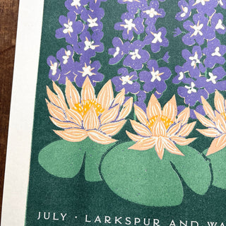 Birth Month Flowers Risograph Print: July