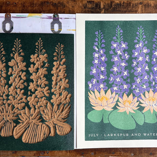 Birth Month Flowers Risograph Print: July