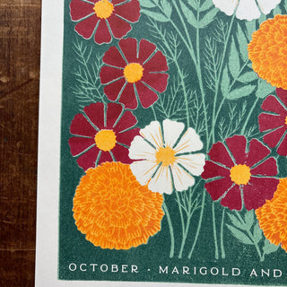 Birth Month Flowers Risograph Print: October