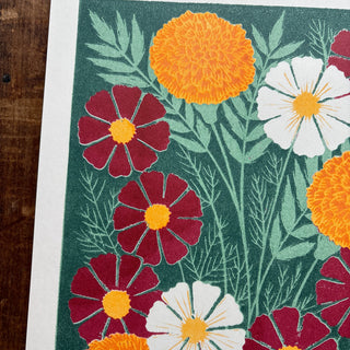 Birth Month Flowers Risograph Print: October