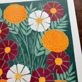 Birth Month Flowers Risograph Print: October