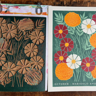 Birth Month Flowers Risograph Print: October