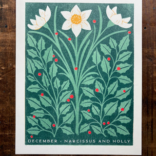 Birth Month Flowers Risograph Print: December