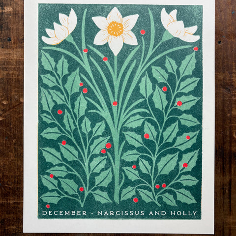 Birth Month Flowers Risograph Print: December